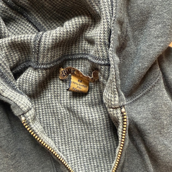 BLUE Dark Grey Bleach Stain Long Sleeve Zip Up Hoodie Sweatshirt - Picture 2 of 3